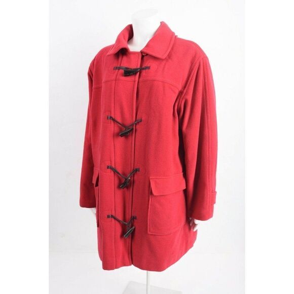 Vintage L.L. Bean Womans Red Toggle Coat Jacket Duffle Wool SLarge Petite PL - Picture 2 of 6